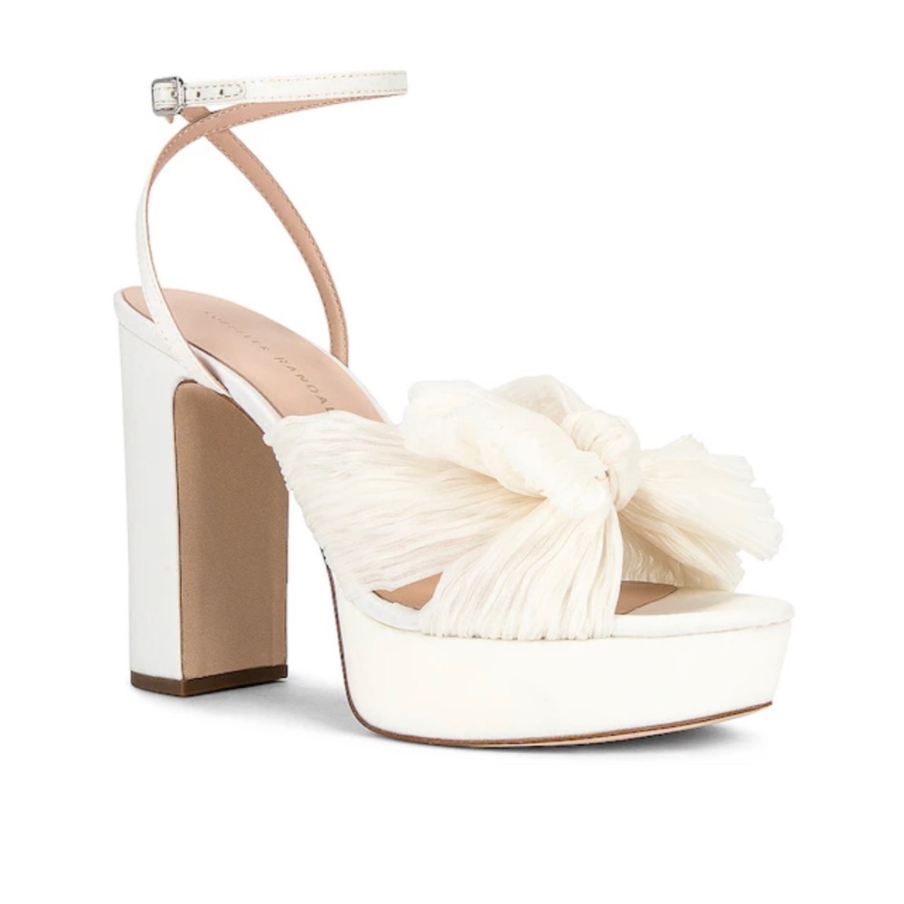 Loeffler Randall Size 8 Natalia Pleated Knot Platform in Pearl